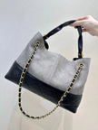 Sac Chanel Tote Bicolore Gris & Noir - Cuir Matelassé