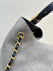 Sac Chanel Tote Bicolore Gris & Noir - Cuir Matelassé