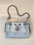 Sac Chanel 25C Bucket Bag - Cuir Matelassé Bleu Ciel