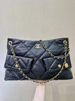 Sac Chanel 5740 Logo - Shopping Bag Cuir Agneau Marine