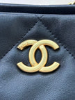 Sac Chanel 5740 Logo - Shopping Bag Cuir Agneau Marine