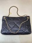 Sac Chanel 5740 Logo - Shopping Bag Cuir Agneau Marine