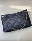 Sac Chanel 5740 Logo - Shopping Bag Cuir Agneau Marine
