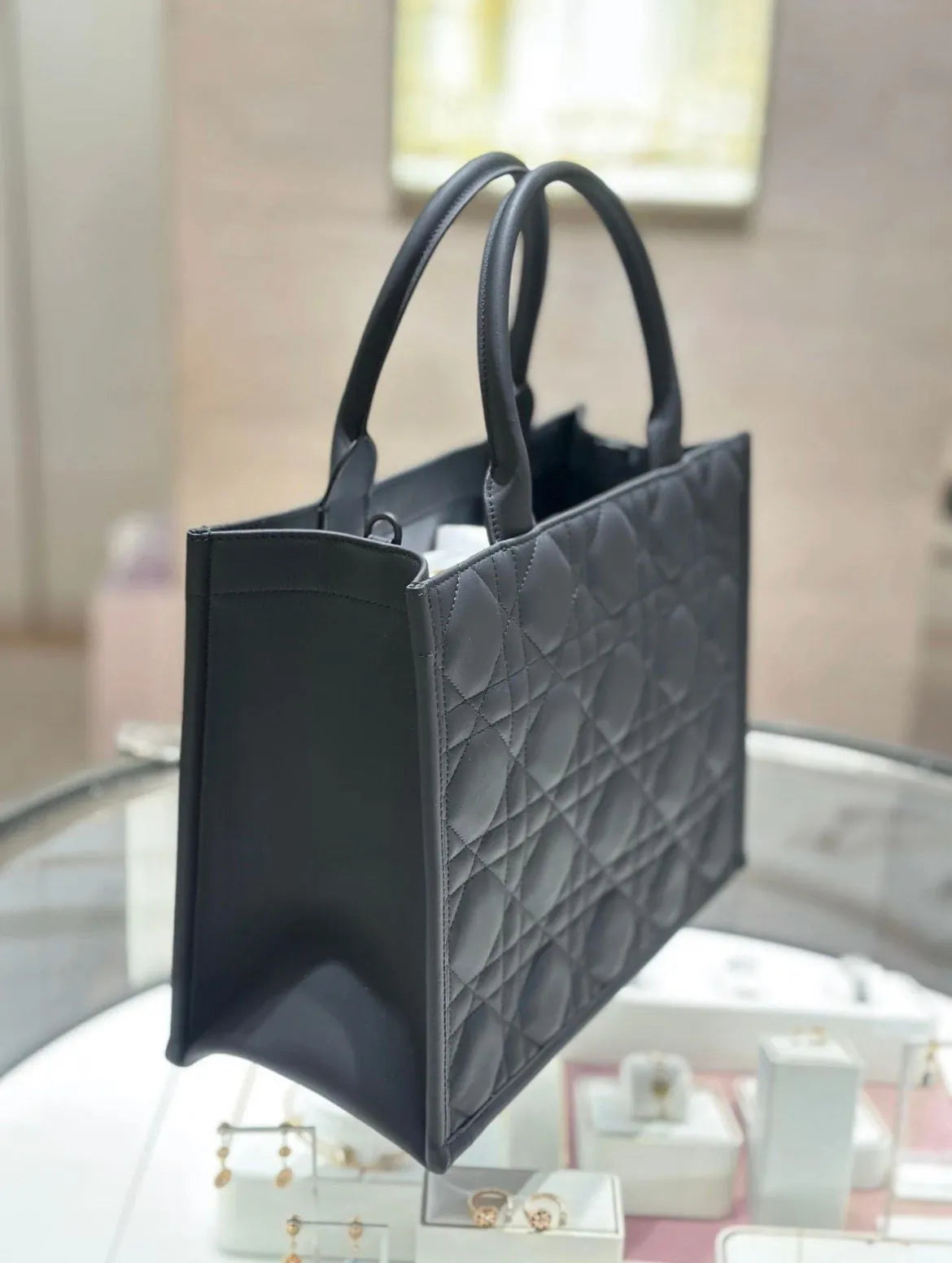 Sac Dior Tote – Cuir Cannage Noir