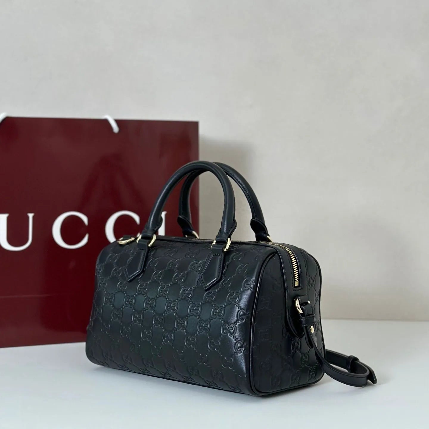 Sac Gucci Boston – Cuir Guccissima Noir