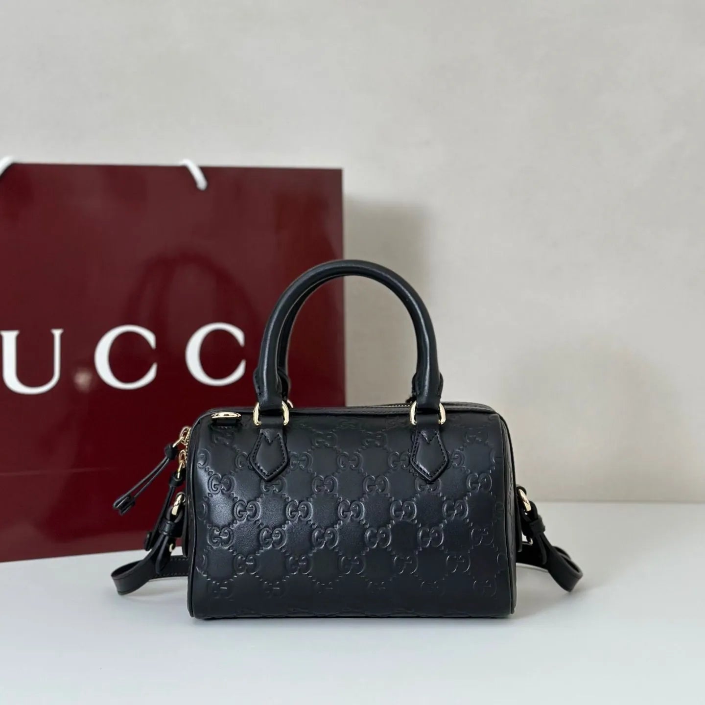 Sac Gucci Boston Mini – Cuir Guccissima Noir